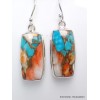 Boucles d'oreilles Turquoise Spiny Oyster rectangulaires Bijoux en Turquoise YM76.1