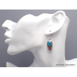 Boucles d'oreilles Turquoise Spiny Oyster rectangulaires Bijoux en Turquoise YM76.1