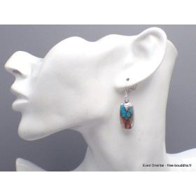 Boucles d'oreilles Turquoise Spiny Oyster rectangulaires Bijoux en Turquoise YM76.1