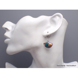 Boucles d'oreilles Turquoise d'Arizona et huître Bijoux en Turquoise Spiny Oyster YM76.3