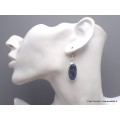 Boucles d'oreilles Pietersite bleue ovales qualité AAA Boucles d'oreilles en pierres YM77.1