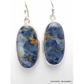 Boucles d'oreilles Pietersite bleue ovales qualité AAA - Boucles d'oreilles en pierres naturelles