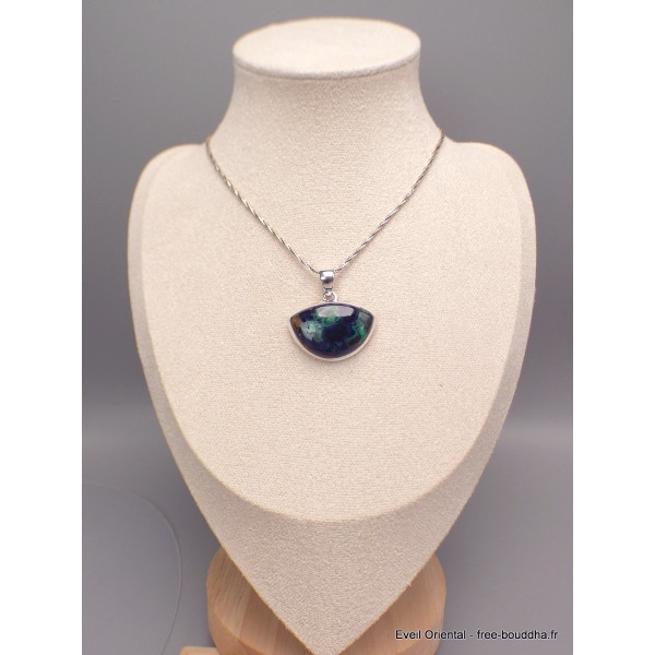 Pendentif Malachite sur Azurite semi-oval Bijoux en Azurite Malachite LAM36.3