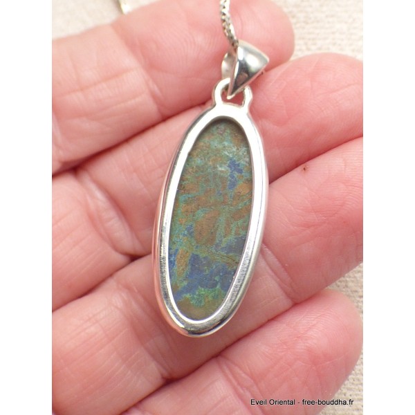 Pendentif Malachite sur Azurite oval allongé Bijoux en Azurite Malachite LAM36.7