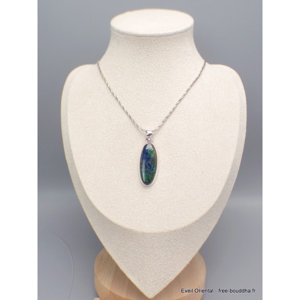 Pendentif Malachite sur Azurite oval allongé Bijoux en Azurite Malachite LAM36.7