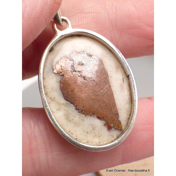 Rare Pendentif Cuivre sur Agate forme ovale Bijoux en Cuivre sur Agate LAM42.2