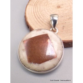 Rare Pendentif Cuivre sur Agate forme ronde Bijoux en Cuivre sur Agate LAM42.3