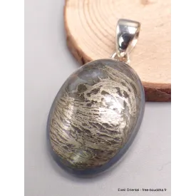 Bijou Pendentif en Pyrite plume oval - Pendentifs pierres naturelles