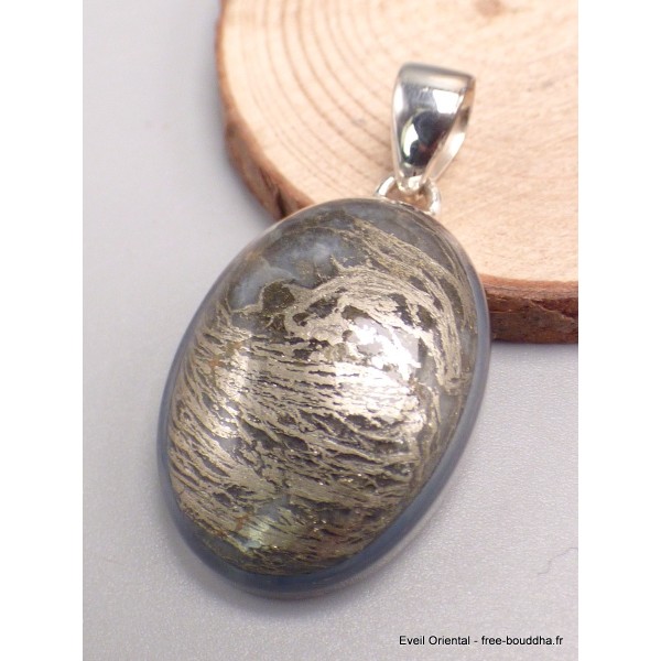 Bijou Pendentif en Pyrite plume oval Bijoux en Pyrite Plume LAM35.3