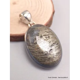 Bijou Pendentif en Pyrite plume oval - Pendentifs pierres naturelles