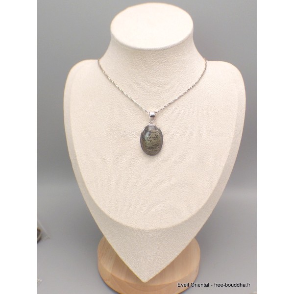 Bijou Pendentif en Pyrite plume oval Bijoux en Pyrite Plume LAM35.3