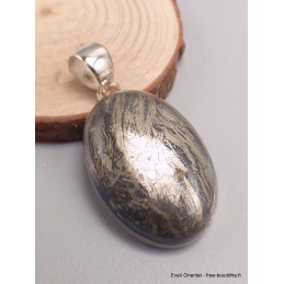Pendentif bijou en Pyrite plume ovale Bijoux en Pyrite Plume LAM35.4