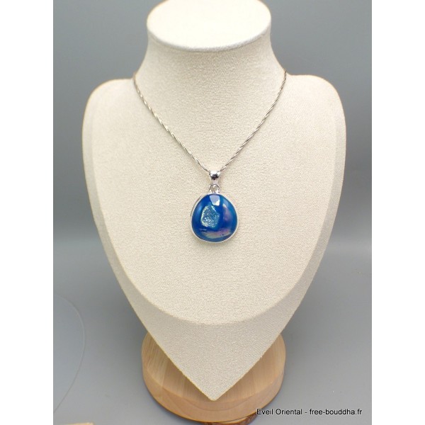 Bijou Pendentif en Agate druze et titane Bijoux en Agate XV103.1