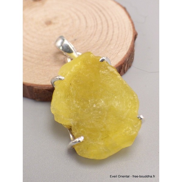 Bijou Pendentif en Brucite jaune forme asymétrique Pendentifs pierres naturelles LAM38.5