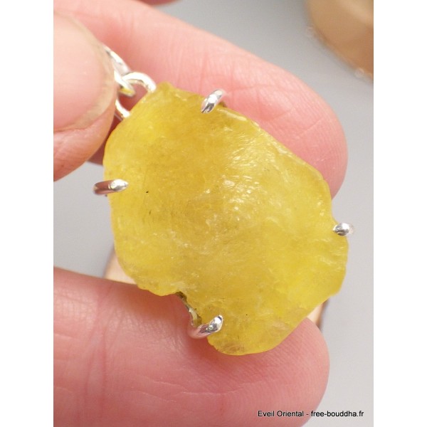 Bijou Pendentif en Brucite jaune forme asymétrique Pendentifs pierres naturelles LAM38.5