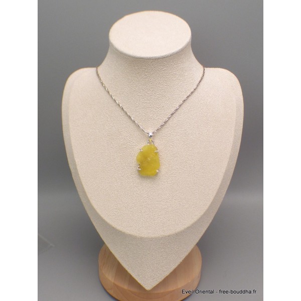 Bijou Pendentif en Brucite jaune forme asymétrique Pendentifs pierres naturelles LAM38.5