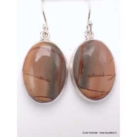 Boucles d'oreilles ovales Jaspe Picasso Cherry Creek Bijoux en Jaspe XV111.2-a
