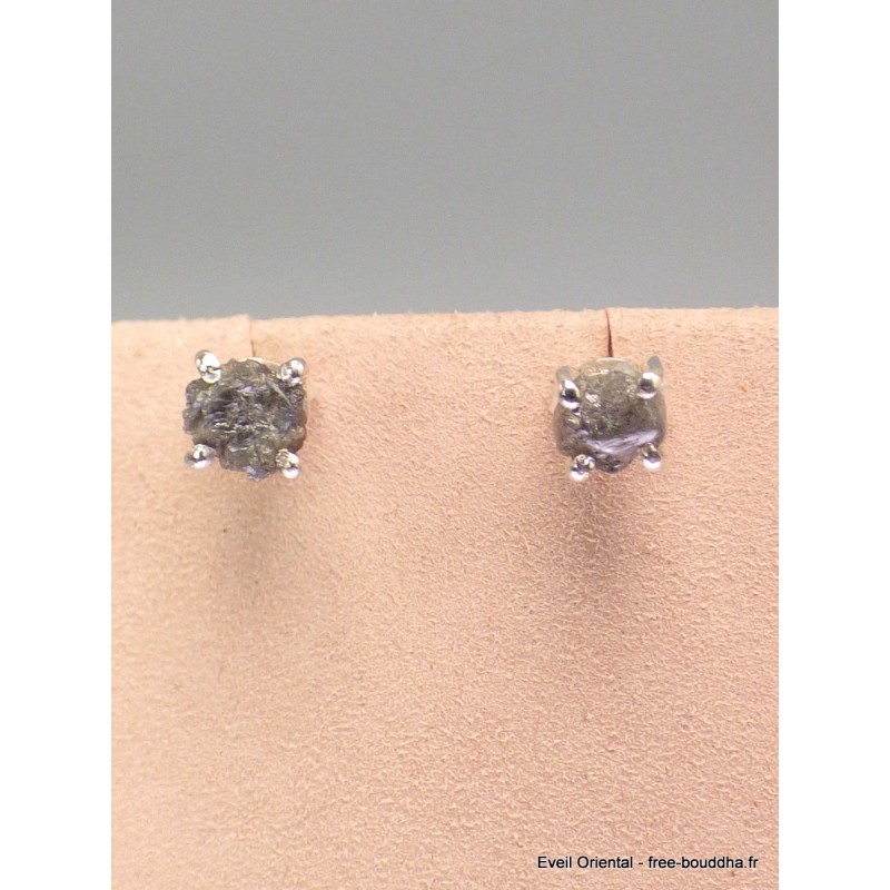 Clous d'oreilles en Diamant brut serti griffes Bijoux en Diamant Brut YM79