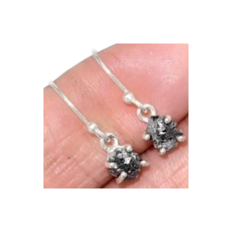 Boucles d'oreilles en Diamant brut serti griffes - Boucles d'oreilles en pierres naturelles