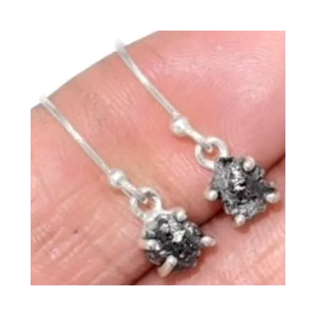 Boucles d'oreilles en Diamant brut serti griffes - Boucles d'oreilles en pierres naturelles