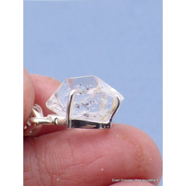 Pendentif diamant d'Herkimer bélière ajourée Pendentifs pierres naturelles YM82