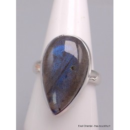 Bague Labradorite bleue forme Goutte taille 59 qualité A+++ Bagues pierres naturelles XV87.9