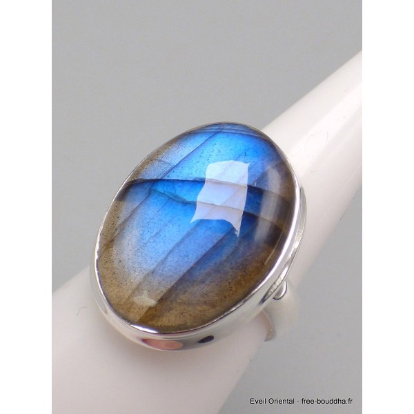 Bague Ovale Labradorite bleue taille 59 qualité AAA Bijoux en Labradorite Bleue XV87.10