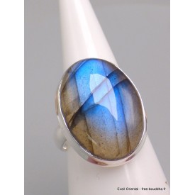 Bague Ovale Labradorite bleue taille 59 qualité AAA Bijoux en Labradorite Bleue XV87.10