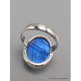 Bague Ovale Labradorite bleue taille 59 qualité AAA Bijoux en Labradorite Bleue XV87.10