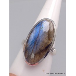 Bague en Labradorite bleue ovale taille ajustable Bijoux en Labradorite Bleue XV87.12