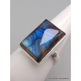 Bague rectangulaire en Labradorite bleue taille 56 Bijoux en Labradorite Bleue XV87.13