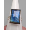 Bague rectangulaire en Labradorite bleue taille 56 Bijoux en Labradorite Bleue XV87.13