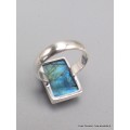 Bague rectangulaire en Labradorite bleue taille 56 Bijoux en Labradorite Bleue XV87.13