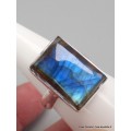 Bague rectangulaire en Labradorite bleue taille 56 Bijoux en Labradorite Bleue XV87.13
