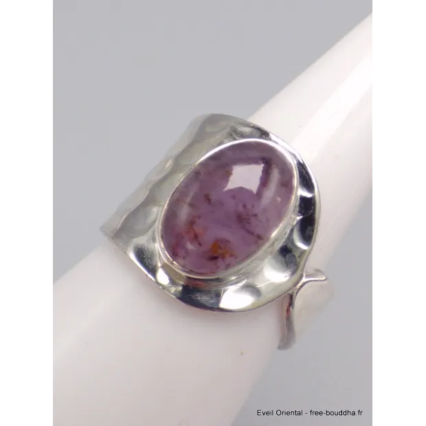 Bijou en Cacochynite Super Seven Argent martelé taille 55 - Bijoux en Cacochynite Super Seven