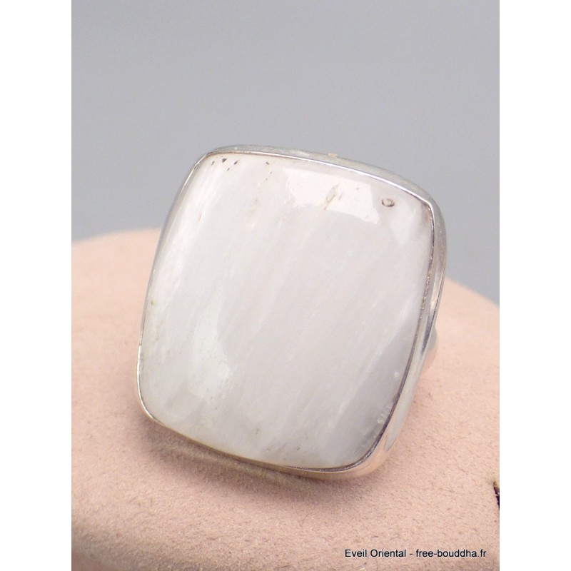 Bague argent Scolecite blanche taille 52 Bijoux en Scolecite AW115.3