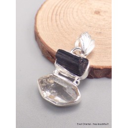 Pendentif Tourmaline noire et Diamant d'Herkimer Pendentifs pierres naturelles YM80.1