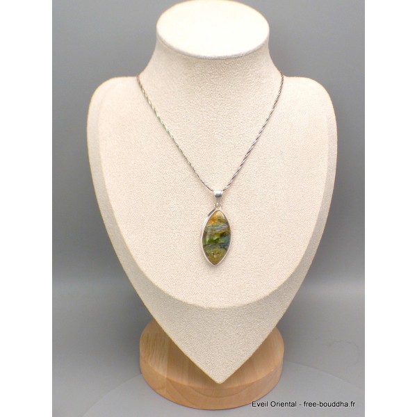 Pendentif Cyanite Mermaid striures vert gris Pendentifs pierres naturelles CWA4.3