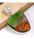 Pendentif Ammolite du Canada rouge verte qualité AAA Pendentifs pierres naturelles CWA5