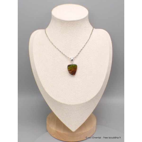 Pendentif Ammolite du Canada rouge verte qualité AAA Pendentifs pierres naturelles CWA5