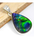 Rare Pendentif Ammolite du Canada bleu vert qualité AAA Pendentifs pierres naturelles CWA5.1