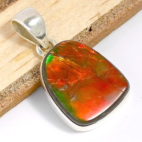 Pendentif Ammolite naturelle orange du Canada qualité AAA Bijoux en Ammolite CWA5.3