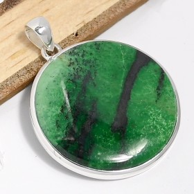 Gros pendentif rond en Jade vert Transvaal Bijoux en Jade CWA6.3