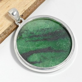 Gros pendentif rond en Jade vert Transvaal Bijoux en Jade CWA6.3