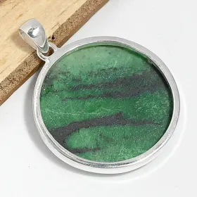 Gros pendentif rond en Jade vert Transvaal - Bijoux en Jade