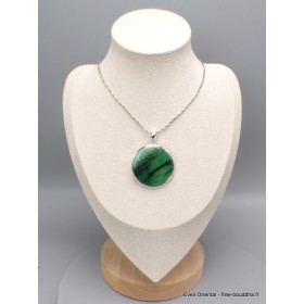 Gros pendentif rond en Jade vert Transvaal Pendentifs pierres naturelles CWA6.3