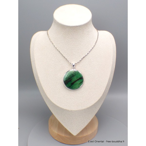 Gros pendentif rond en Jade vert Transvaal Pendentifs pierres naturelles CWA6.3