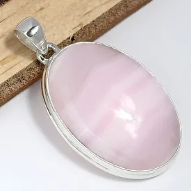 Gros Pendentif Aragonite rose stries horizontales - Bijoux en Aragonite Rose