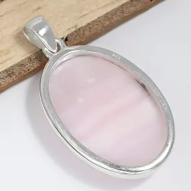 Gros Pendentif Aragonite rose stries horizontales - Bijoux en Aragonite Rose