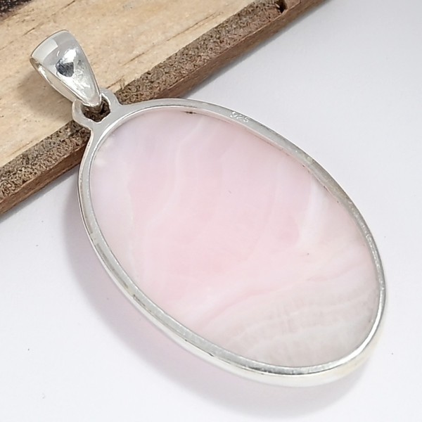 Gros Pendentif Aragonite rose forme ovale Pendentifs pierres naturelles CWA7.3